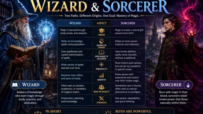 difference between wizard and sorcerer
