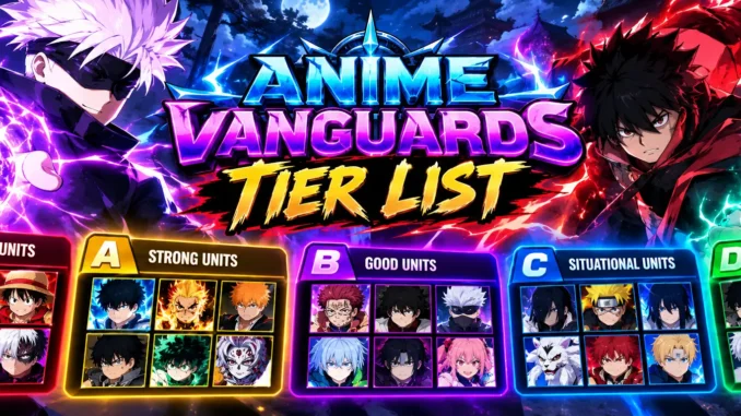 anime vanguards tier list